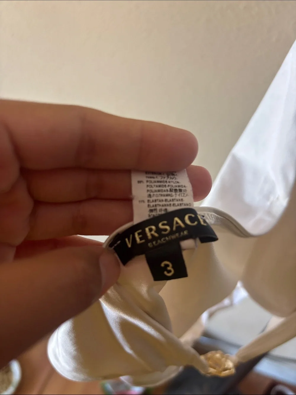 Versace Ivory Satin Draped Swimsuit